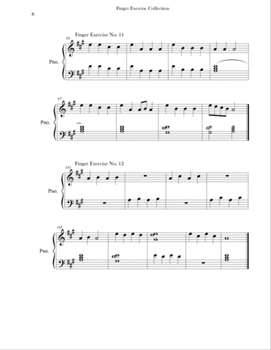 Finger Exercise Collection (24 exercises in A major) Piano Method scores gallery preview page 6