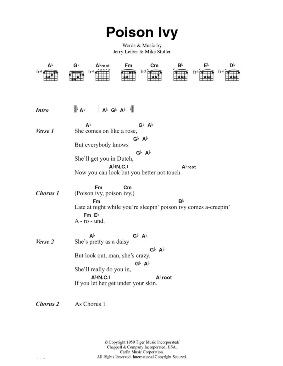 Poison Ivy Easy Guitar scores gallery preview page 1