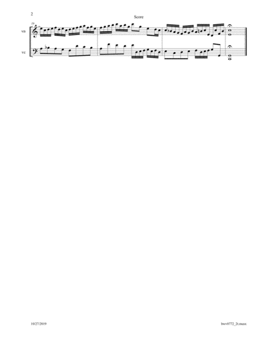 Bach: 2-Part Invention 1 (BWV 772) Arranged for Violin and Cello image number null