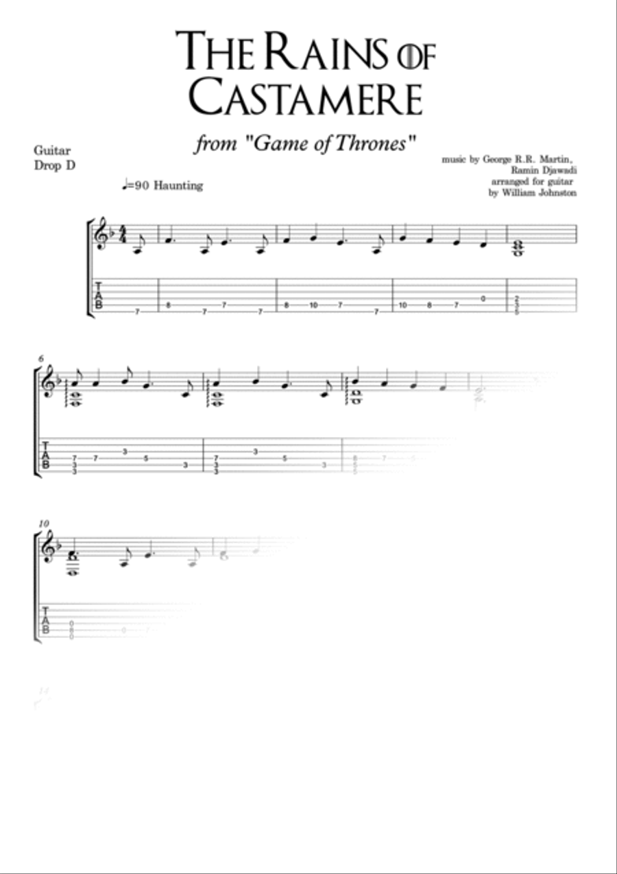 The Rains Of Castamere Guitar Tablature scores gallery preview page 2