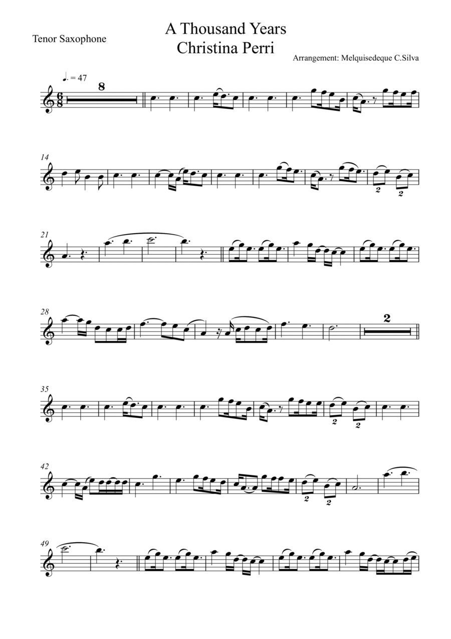 A Thousand Years Tenor Saxophone scores gallery preview page 1