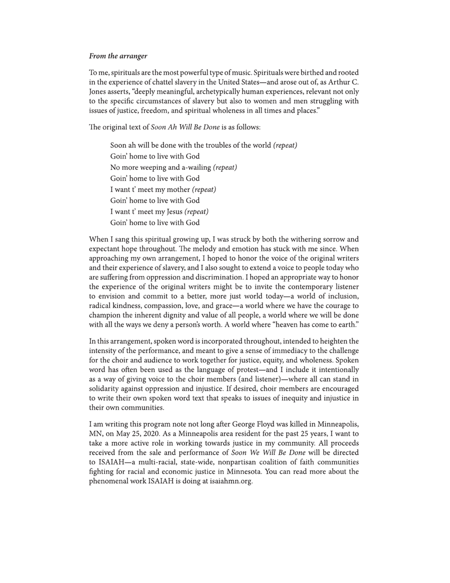 Soon We Will Be Done 4-Part scores gallery preview page 1