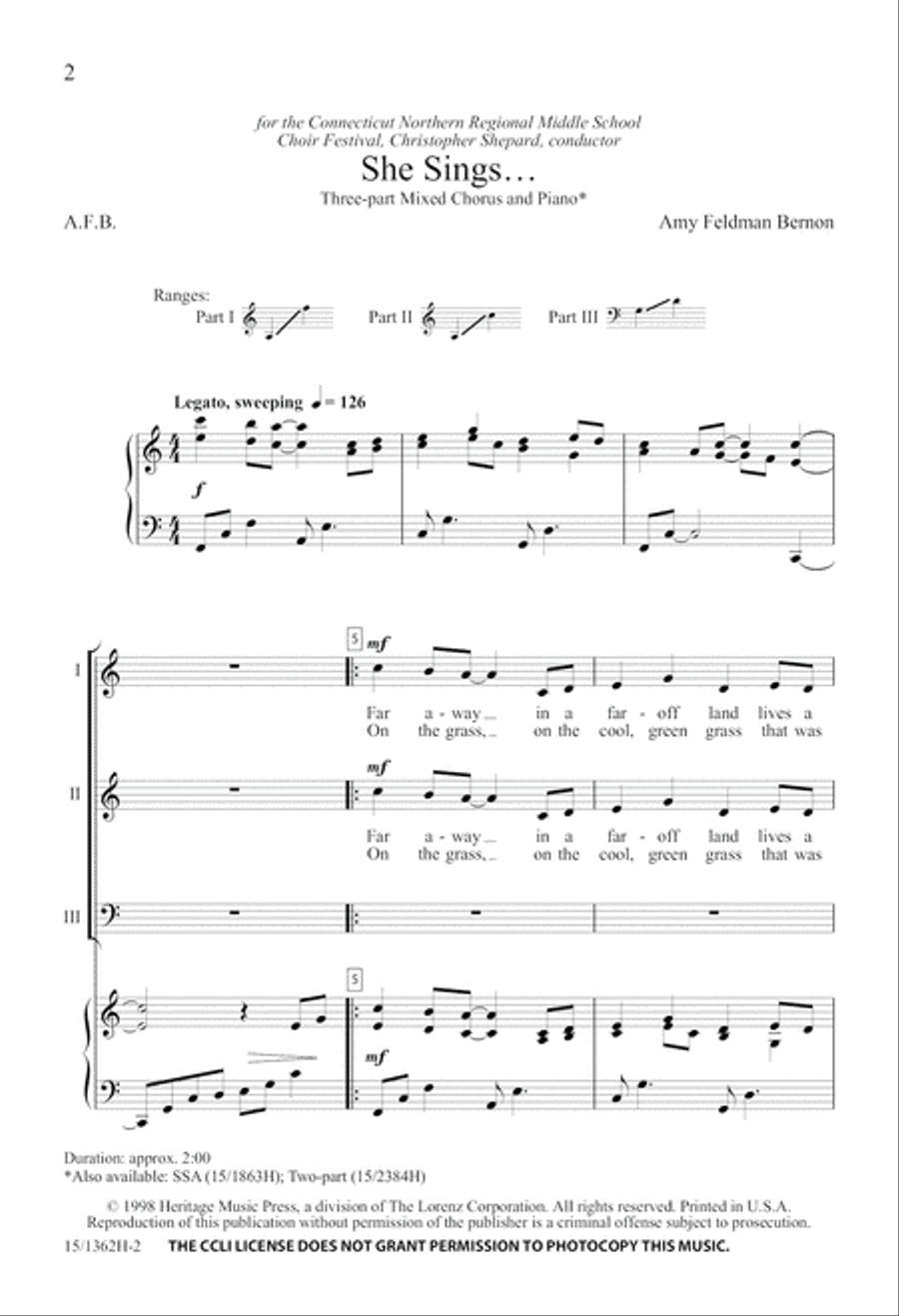 She Sings... She Sings... 3-Part scores gallery preview page 2