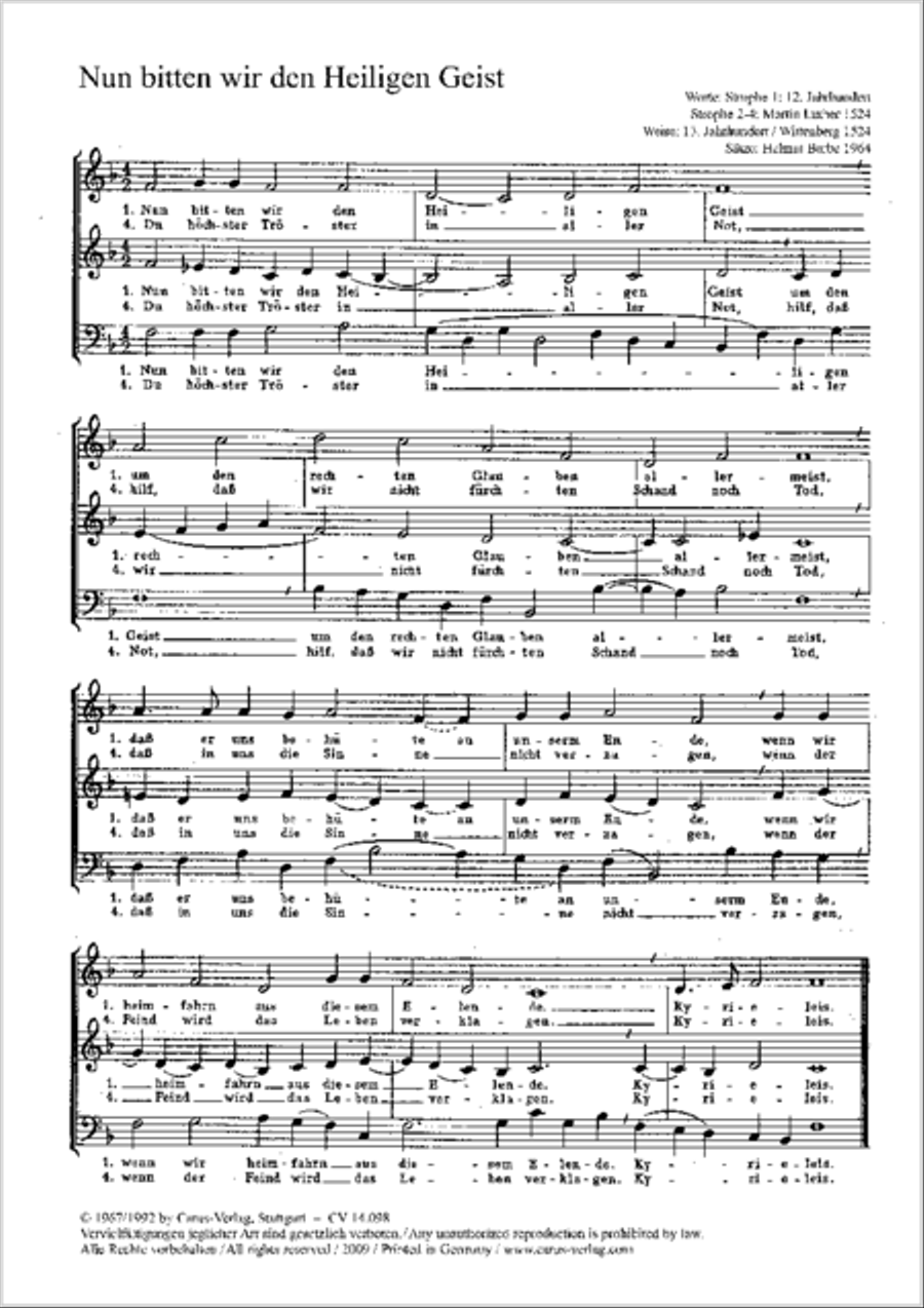 Poser: Komm, Heiliger Geist; Barbe: Nun bitten wir Score scores gallery preview page 6