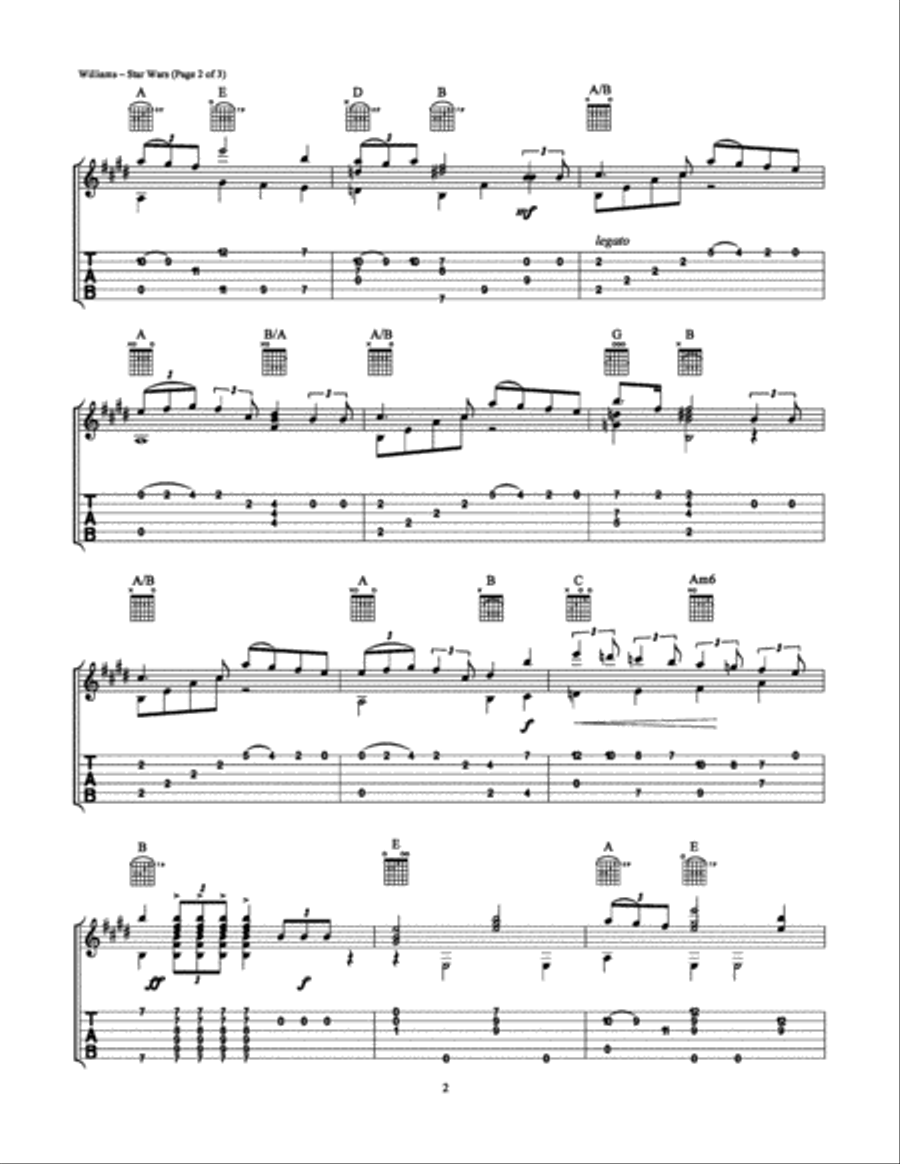 Star Wars (Main Theme) Star Wars (Main Theme) Guitar Tablature scores gallery preview page 2