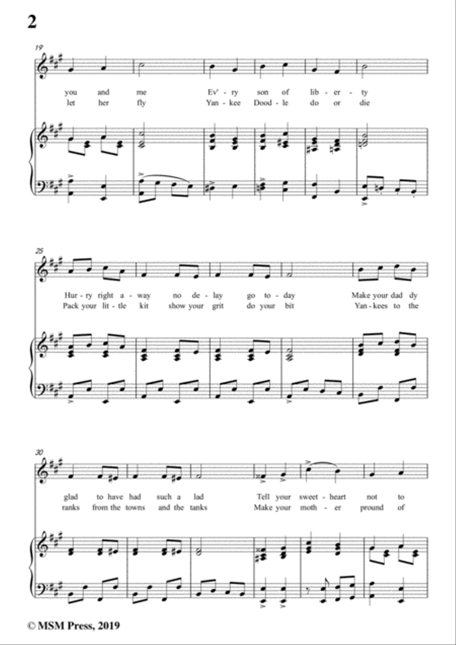 George M. Cohan-Over There,in A Major,for Voice&Piano Voice scores gallery preview page 4