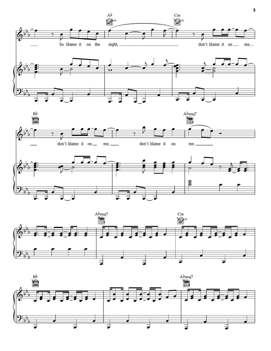 Blame (feat. John Newman) Piano, Vocal, Guitar scores gallery preview page 3