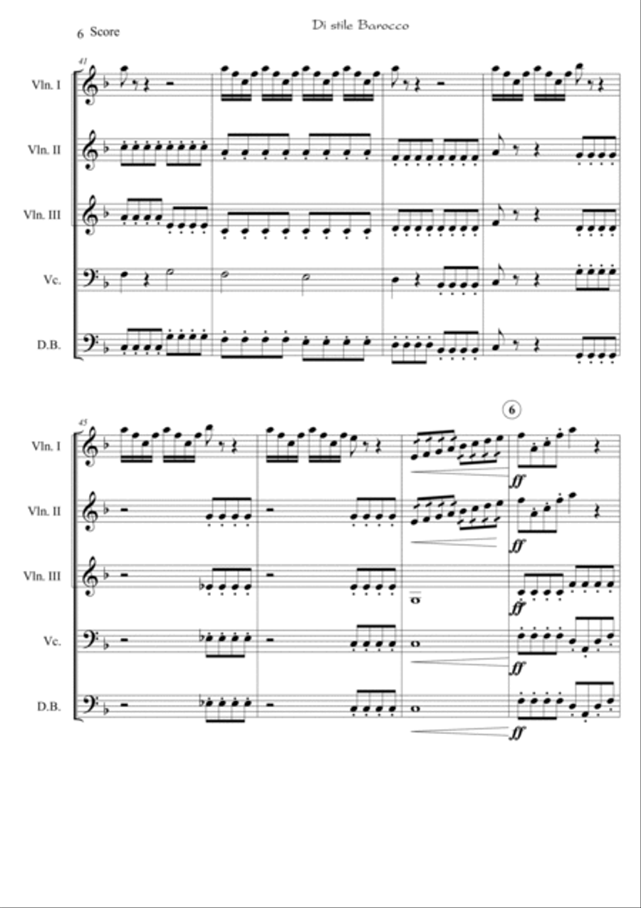 Di stile Barocco for Beginning String Orchestra String Orchestra scores gallery preview page 6
