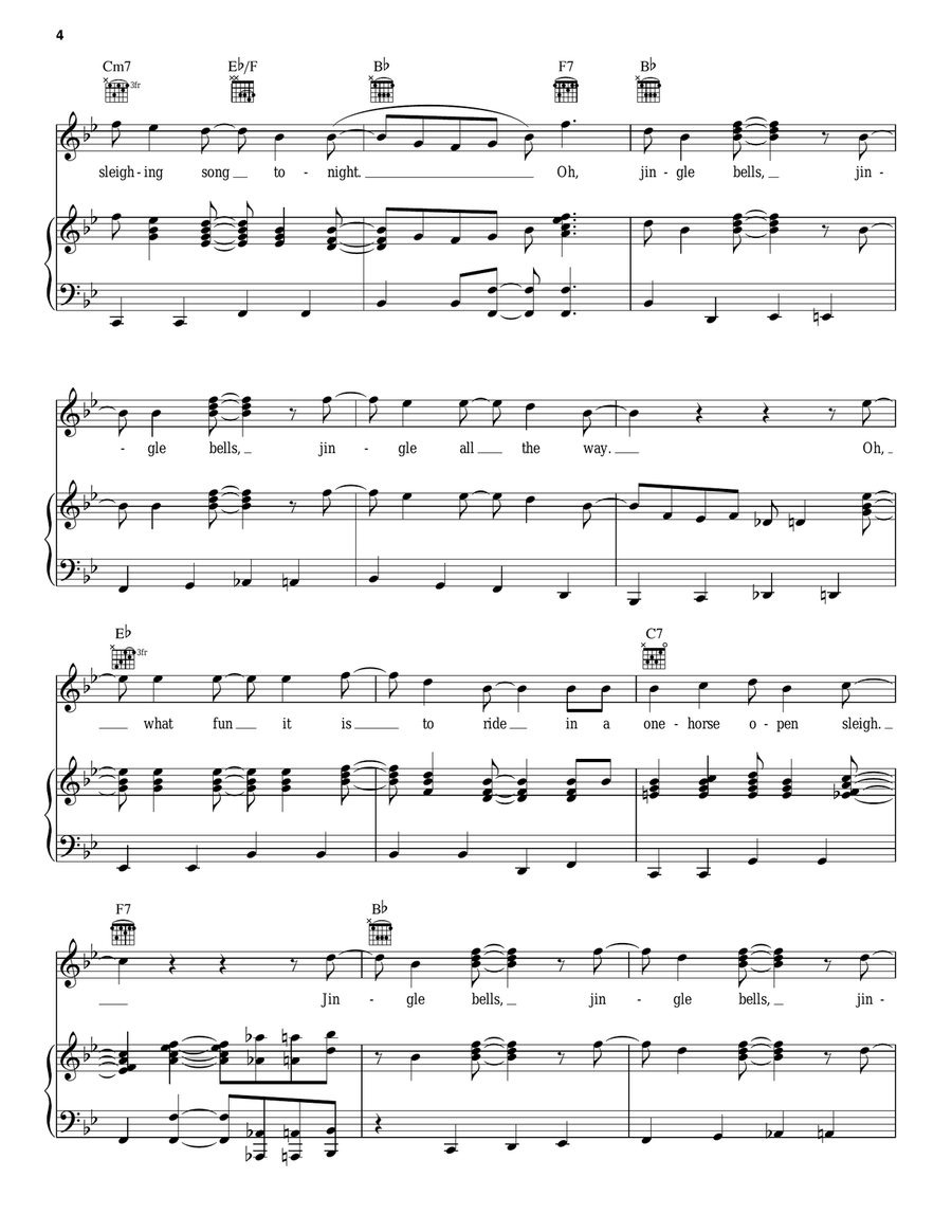 Jingle Bells Piano, Vocal, Guitar scores gallery preview page 4
