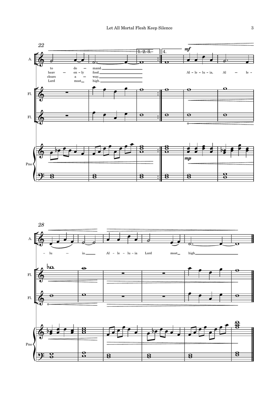 Let All Mortal Flesh Keep Silence Vocal solo flute duet and Piano Flute Duet scores gallery preview page 3