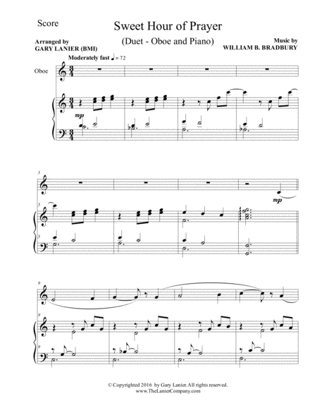SWEET HOUR OF PRAYER (Duet – Oboe & Piano with Score/Part) image number null