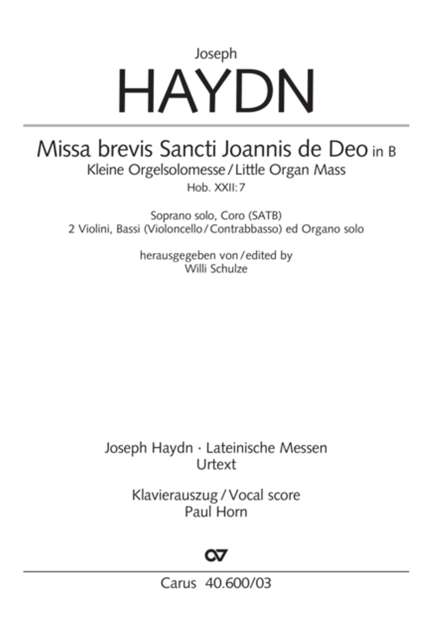 Missa brevis Sti. Joannis de Deo (Kleine Orgelsolomesse) 4-Part scores gallery preview page 2