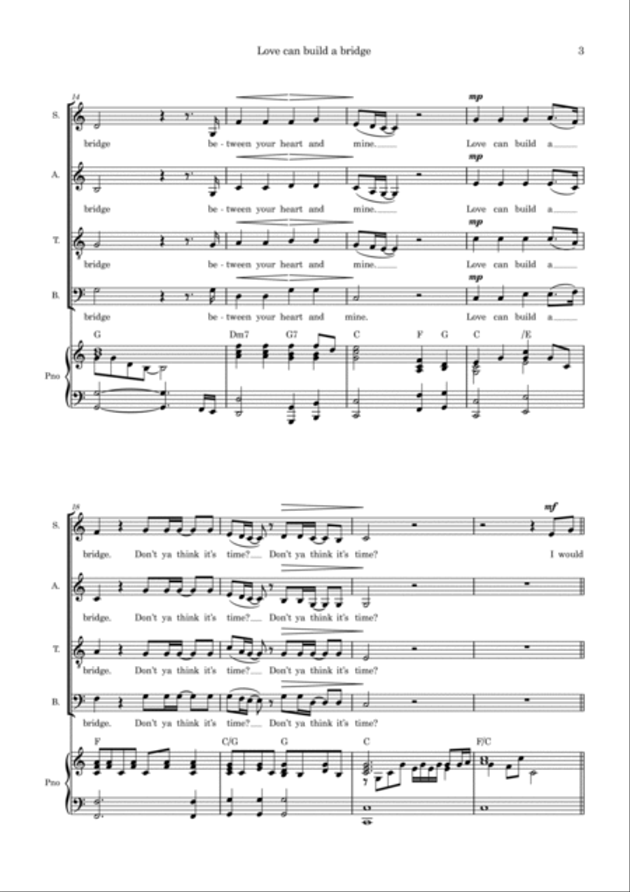 Love Can Build A Bridge 4-Part scores gallery preview page 3