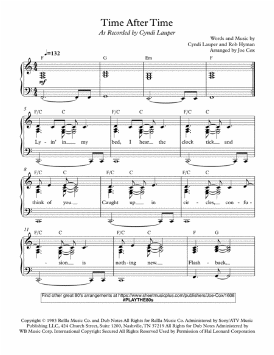 Time After Time Voice scores gallery preview page 1