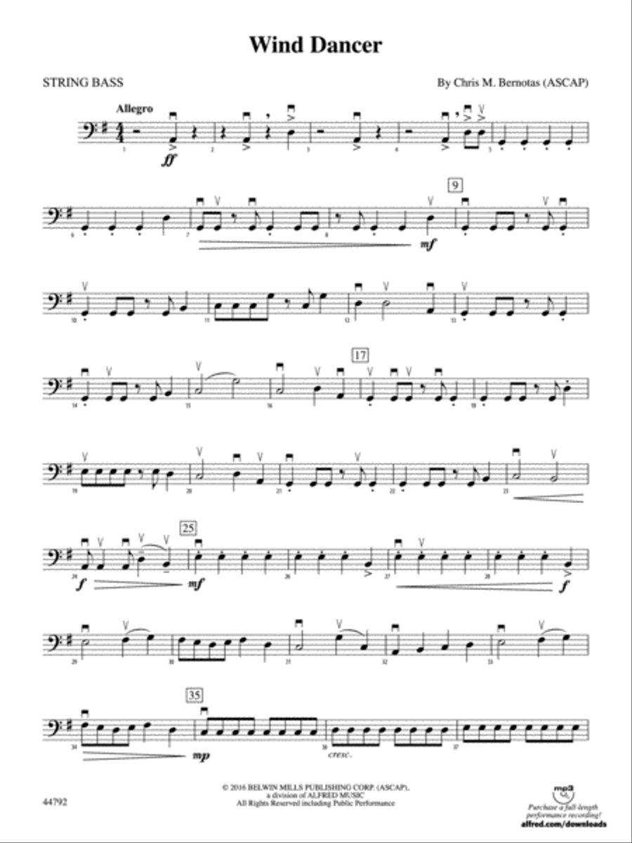 Wind Dancer: String Bass Wind Dancer: String Bass String Orchestra scores gallery preview page 1