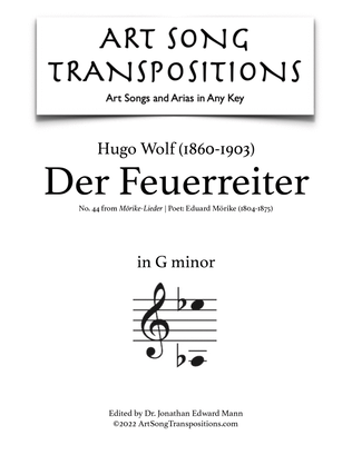 Book cover for WOLF: Der Feuerreiter (transposed to G minor)