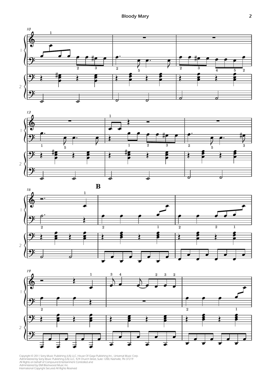 Bloody Mary Bloody Mary Easy Piano scores gallery preview page 4