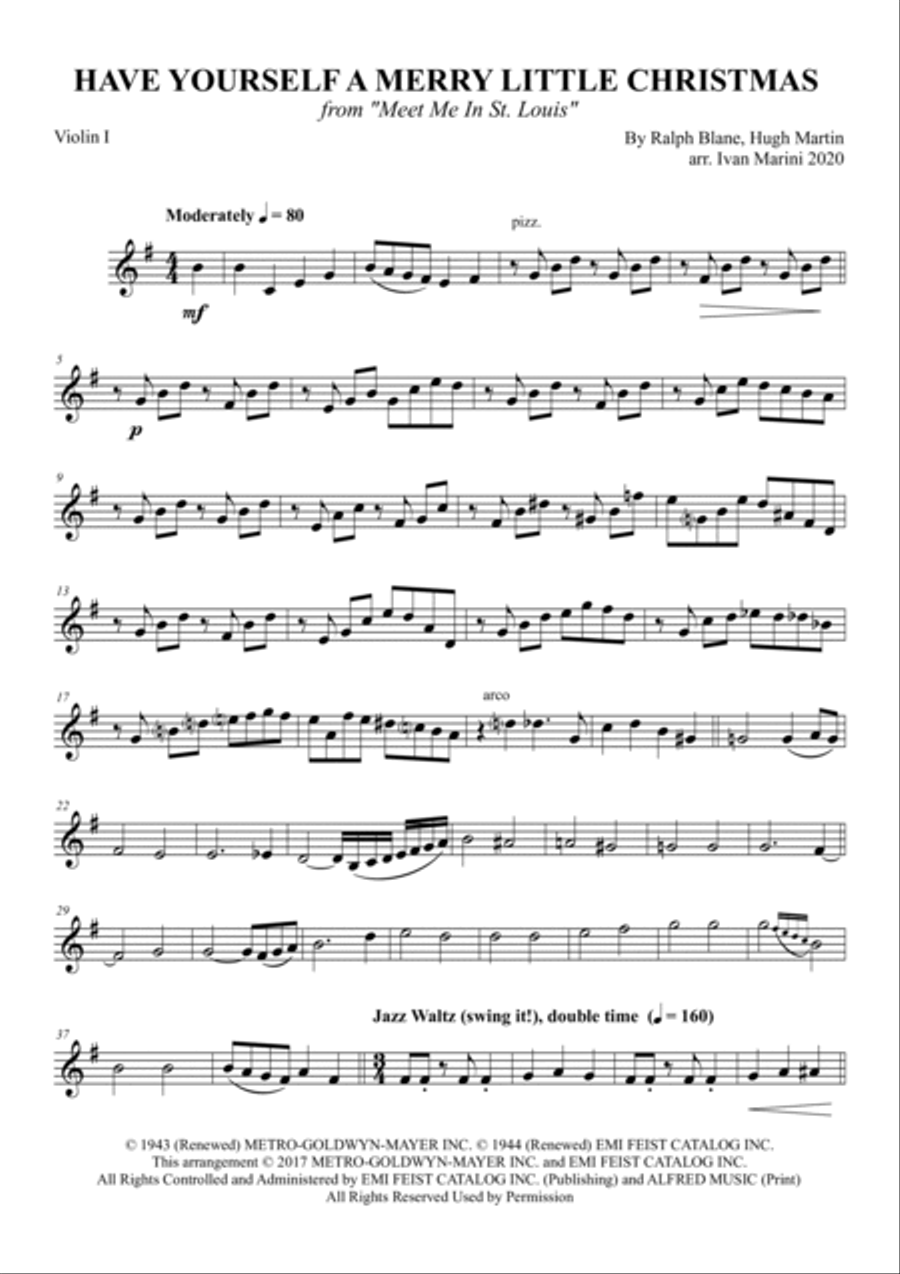 Have Yourself A Merry Little Christmas String Quartet scores gallery preview page 5