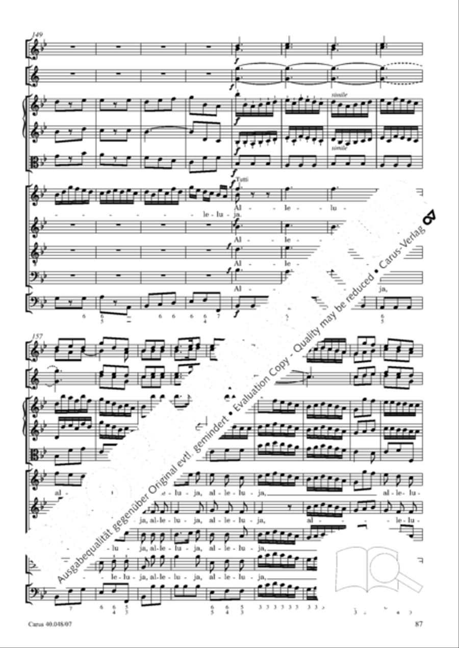 Regina coeli in B-Flat Major, K. 127 4-Part scores gallery preview page 88