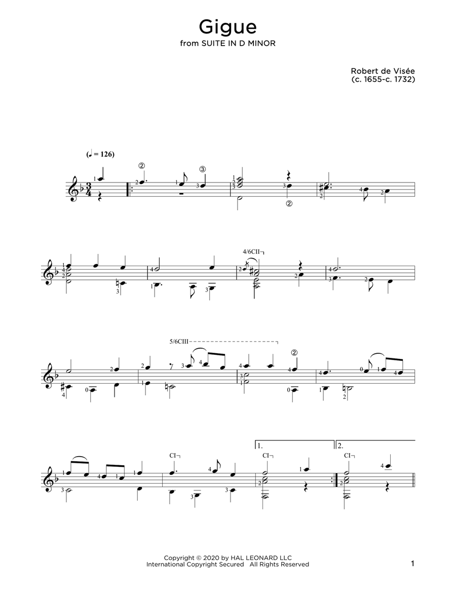 Gigue Acoustic Guitar scores gallery preview page 1