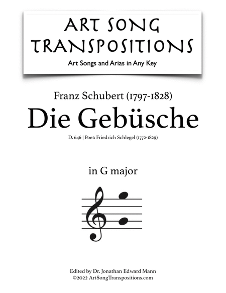 SCHUBERT: Die Gebüsche, D. 646 (transposed to G major)