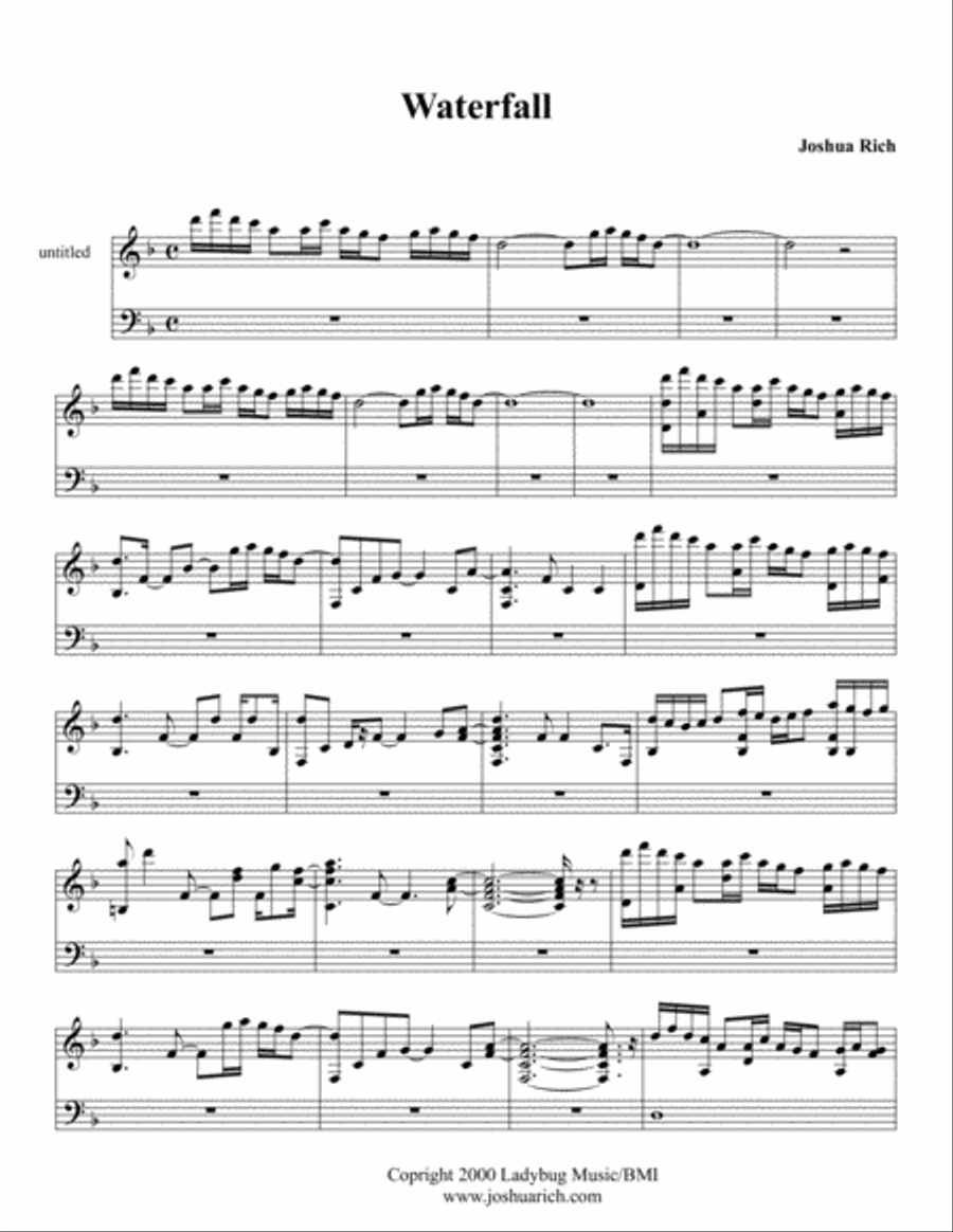 Waterfall Waterfall Piano Solo scores gallery preview page 1