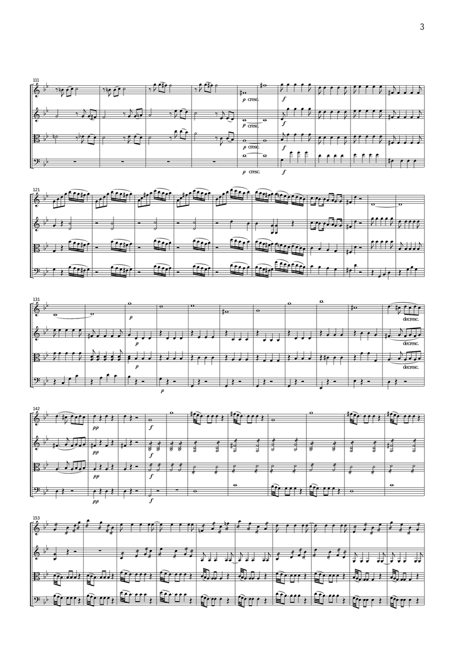Mozart Symphony No.25, 1st mvt., for string quartet, CM010 String Quartet scores gallery preview page 3