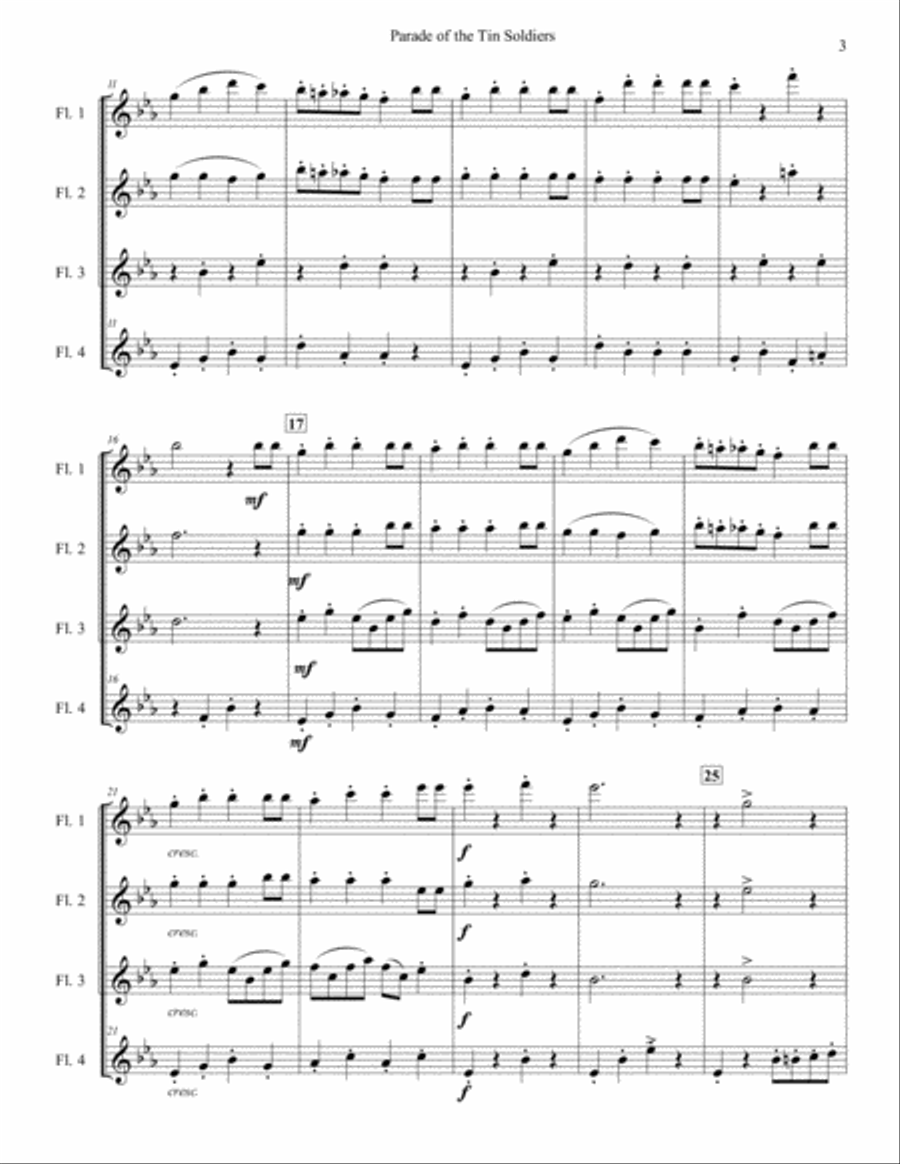 Parade of the Tin Soldiers for Flute Quartet Flute Quartet scores gallery preview page 3