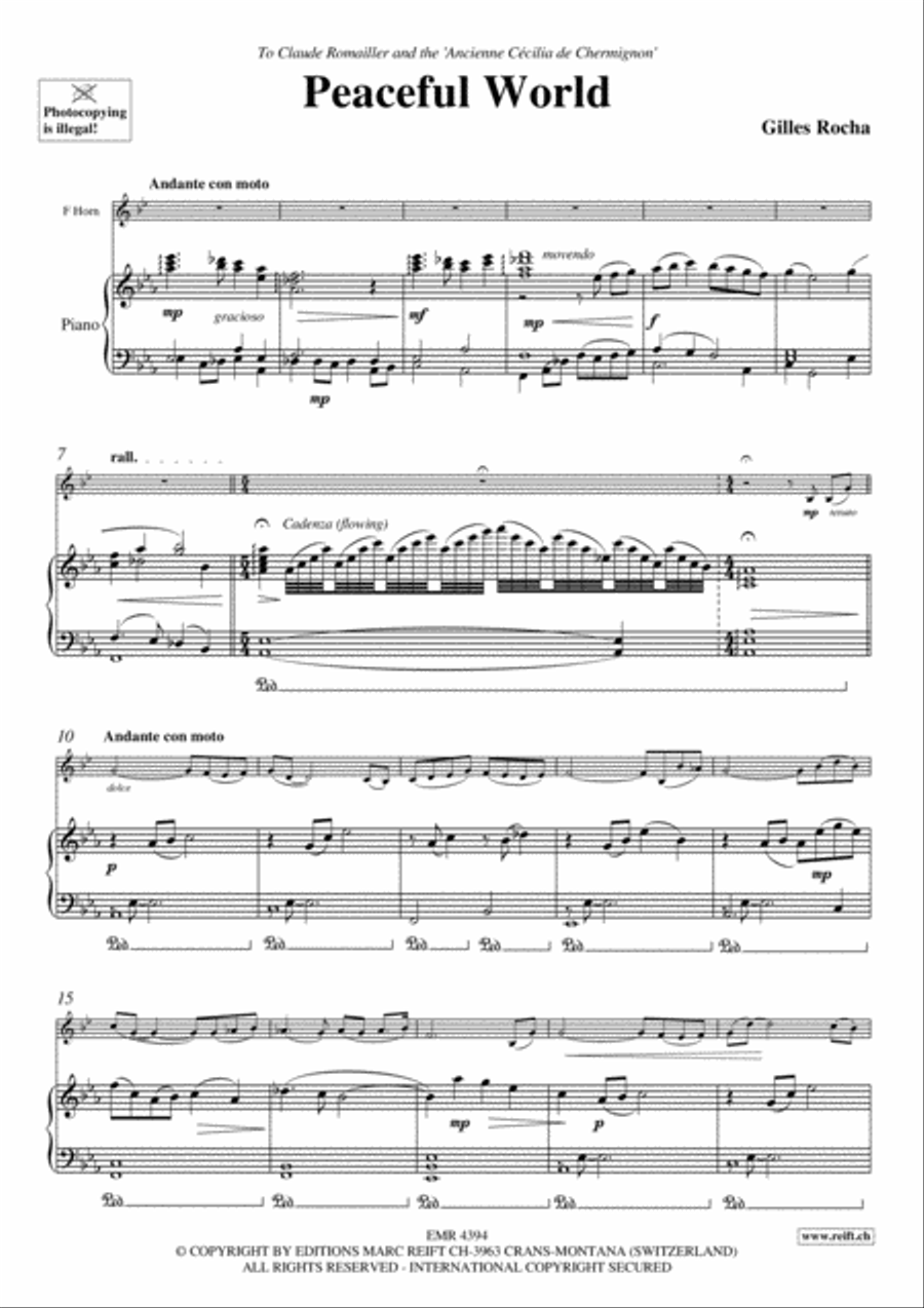 Peaceful World Horn scores gallery preview page 4