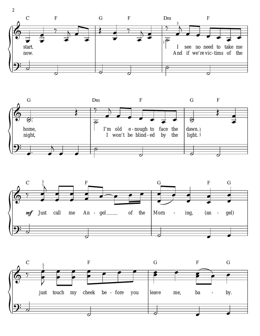 Angel Of The Morning Easy Piano scores gallery preview page 2