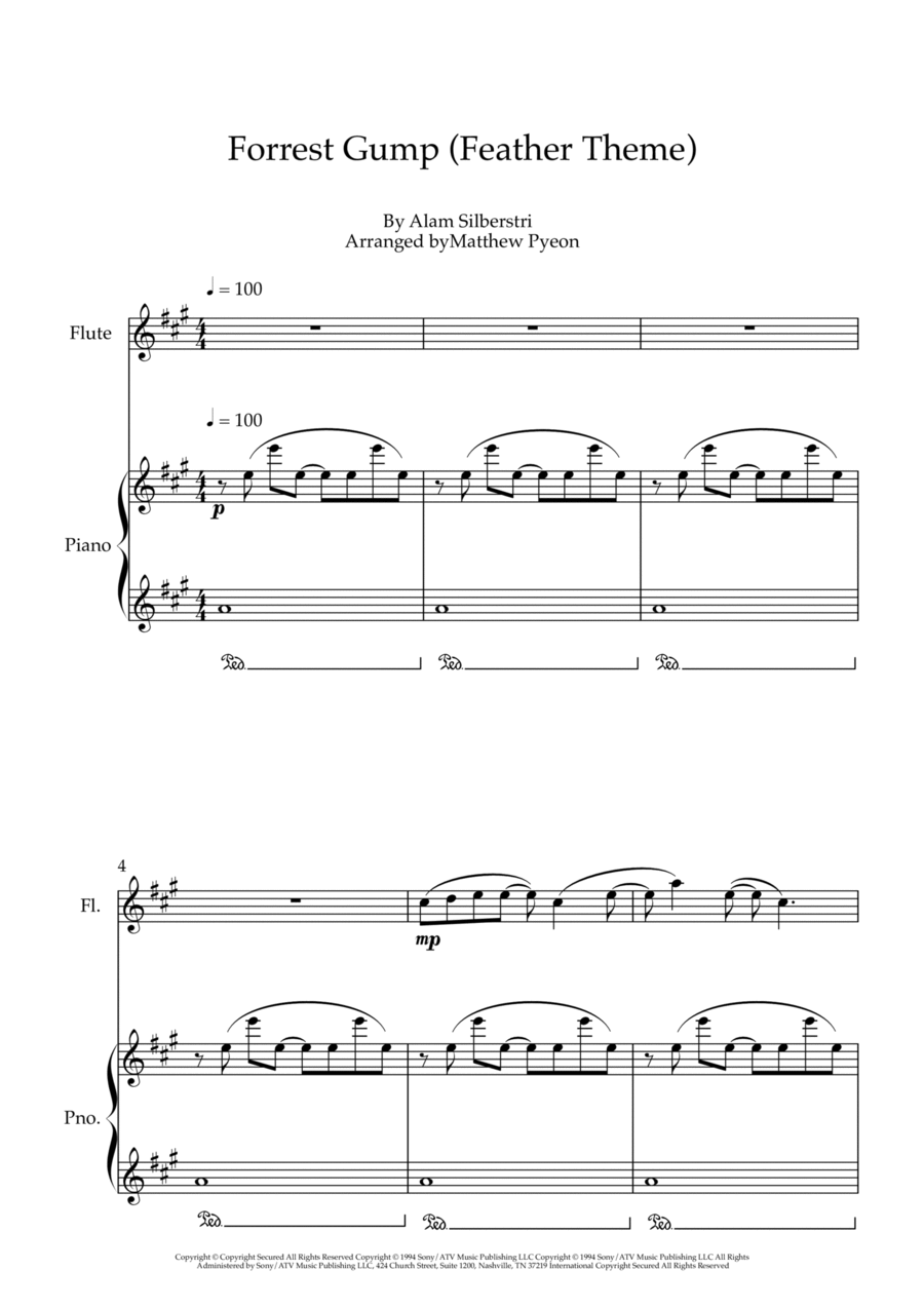 Forrest Gump - Main Title (feather Theme) Flute Solo scores gallery preview page 1