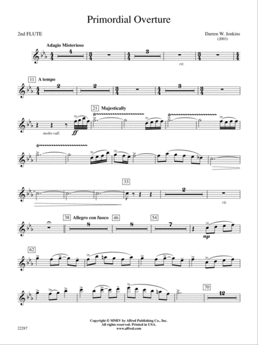 Primordial Overture: 2nd Flute Concert Band scores gallery preview page 1