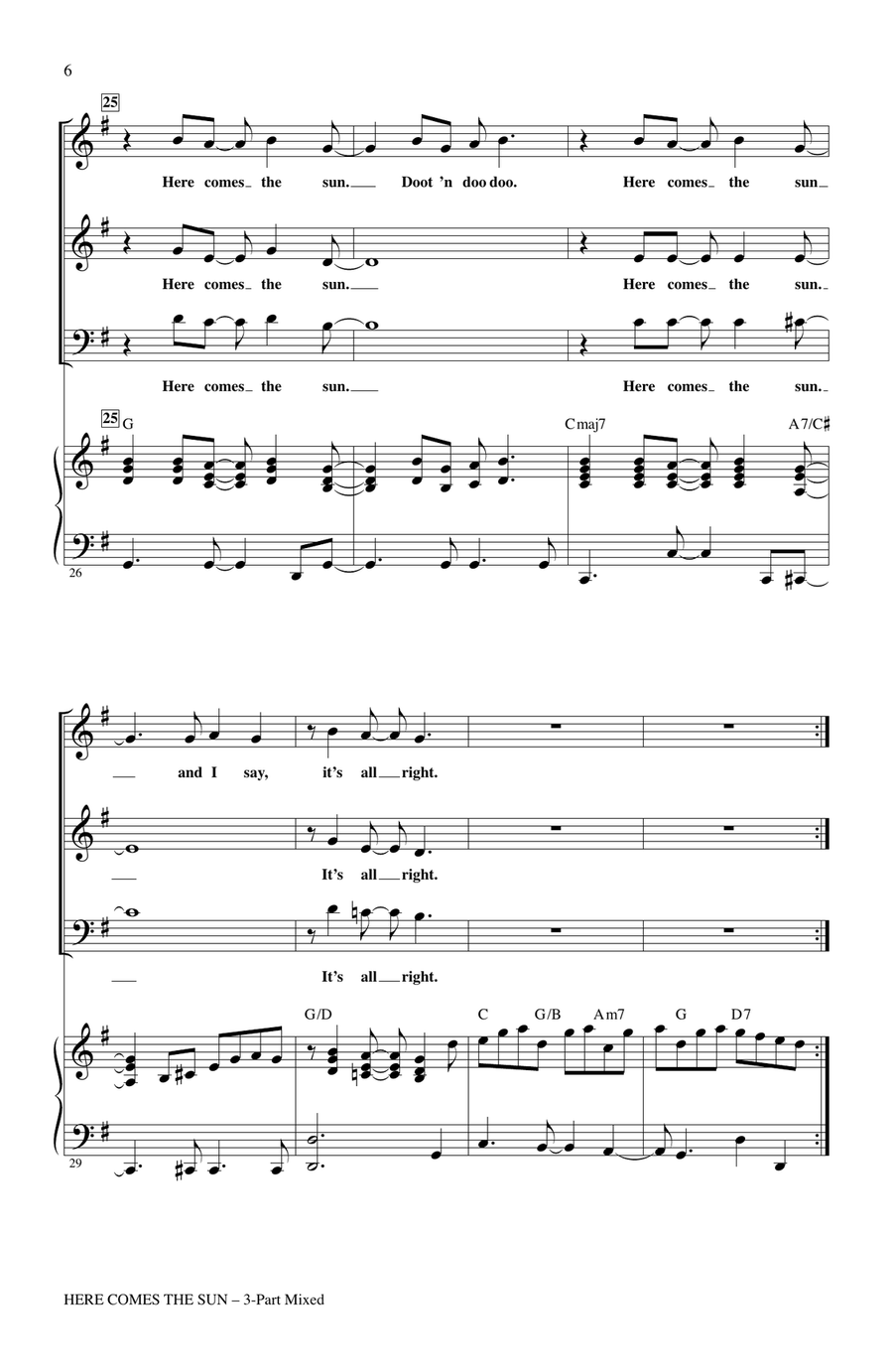 Here Comes The Sun (arr. Mac Huff) 3-Part scores gallery preview page 4