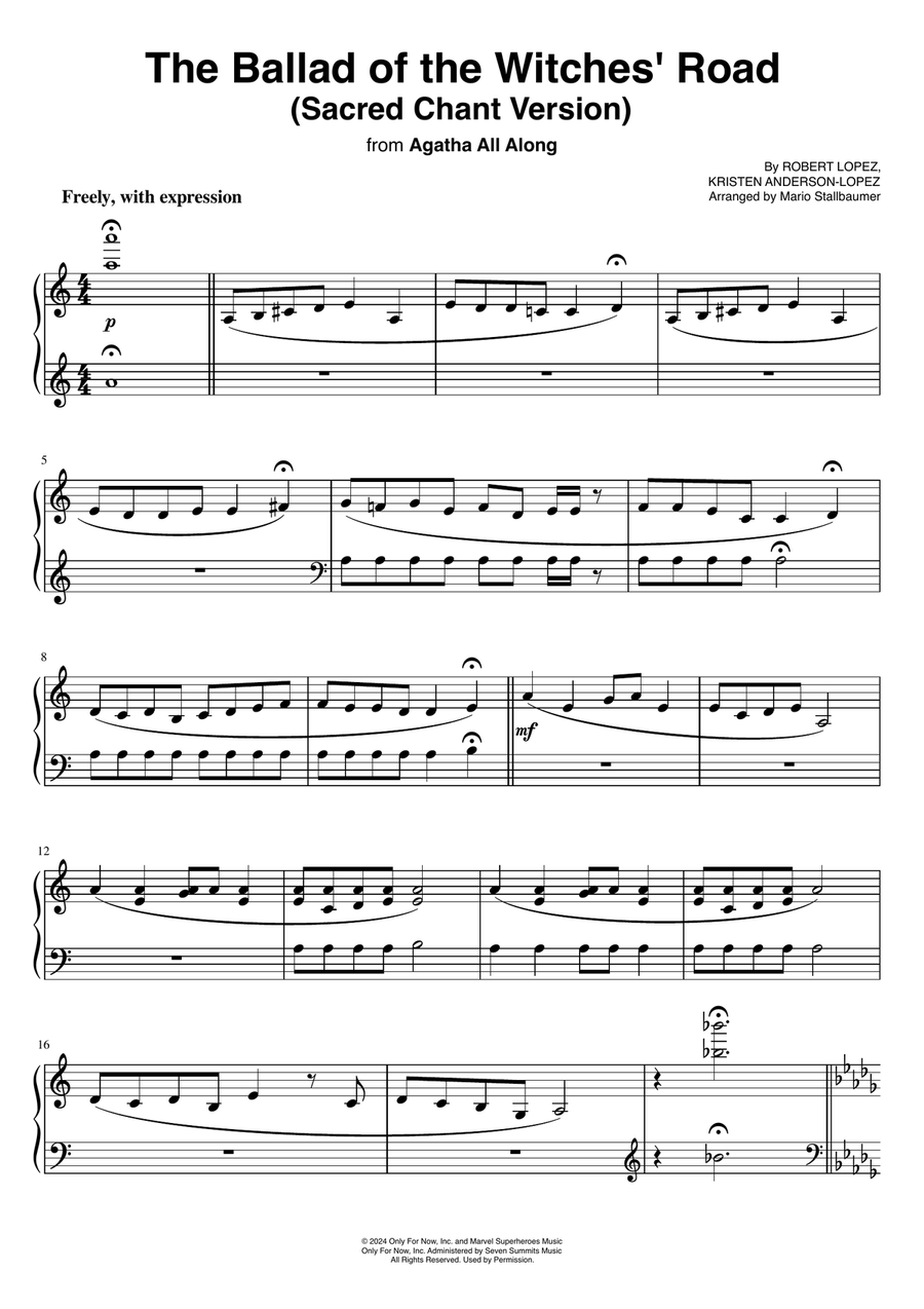The Ballad Of The Witches' Road (Sacred Chant Version) Piano Solo scores gallery preview page 1