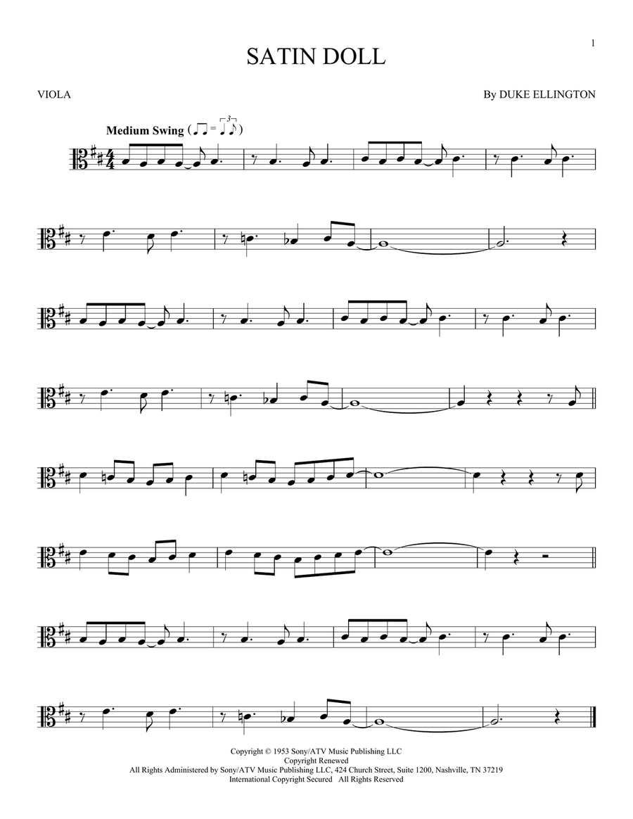 Satin Doll Satin Doll Viola Solo scores gallery preview page 1