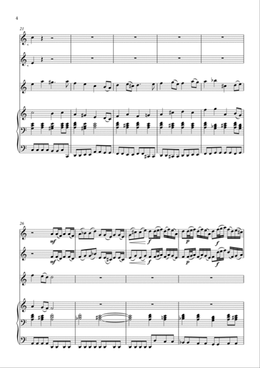 Sheep May Safely Graze (BWV 208) by JS Bach - arranged for 2 Recorders, Violin and Organ Small Ensemble scores gallery preview page 4