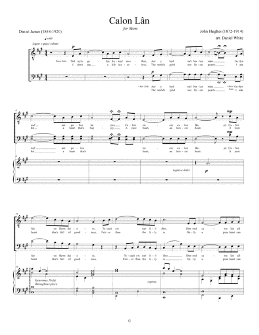 Calon Lan - A Pure Heart, Welsh Hymn 4-Part scores gallery preview page 4