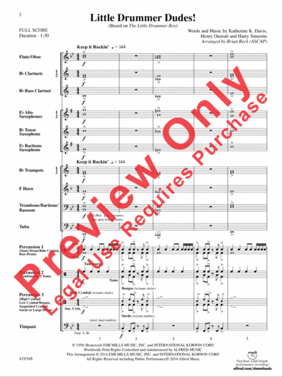 Little Drummer Dudes! Little Drummer Dudes! Concert Band scores gallery preview page 3