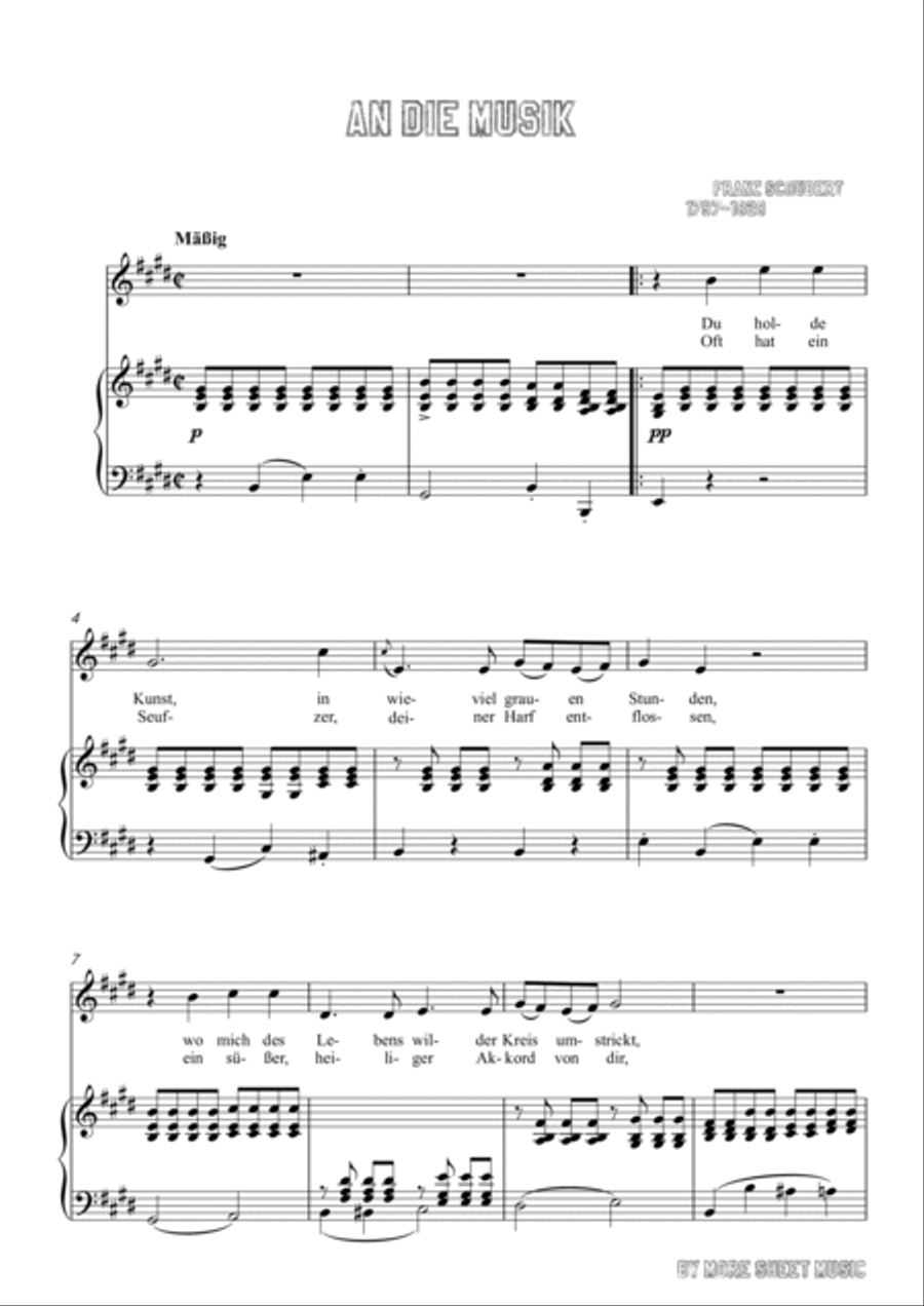 Schubert-An die Musik inE for Vocal and Piano Voice scores gallery preview page 2