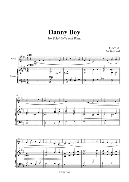 Danny Boy for Solo Violin and Piano image number null