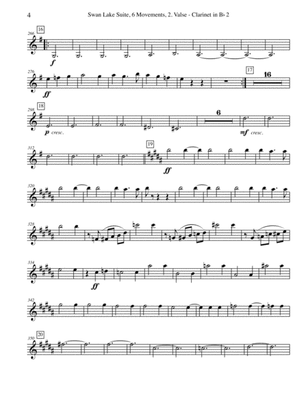 Swan Lake Suite, 6 Movements and 8 Movements - Clarinet in Bb 2 (Transposed Part)