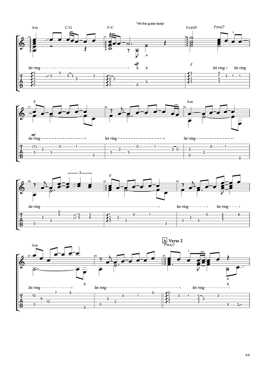 She's Like The Wind Guitar Tablature scores gallery preview page 4