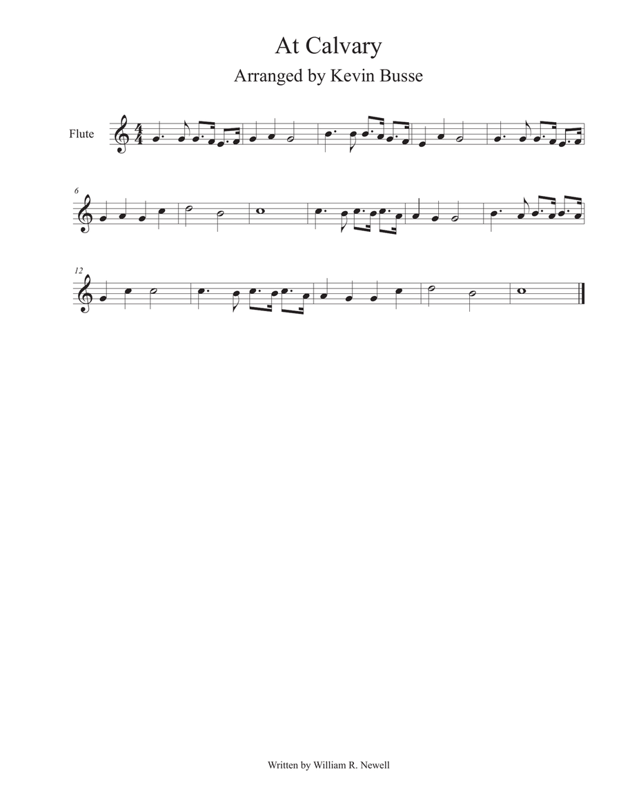 At Calvary (Easy key of C) - Flute