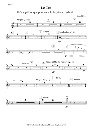 Ange Flégier: Le Cor for baritone voice and orchestra: flute 1 part