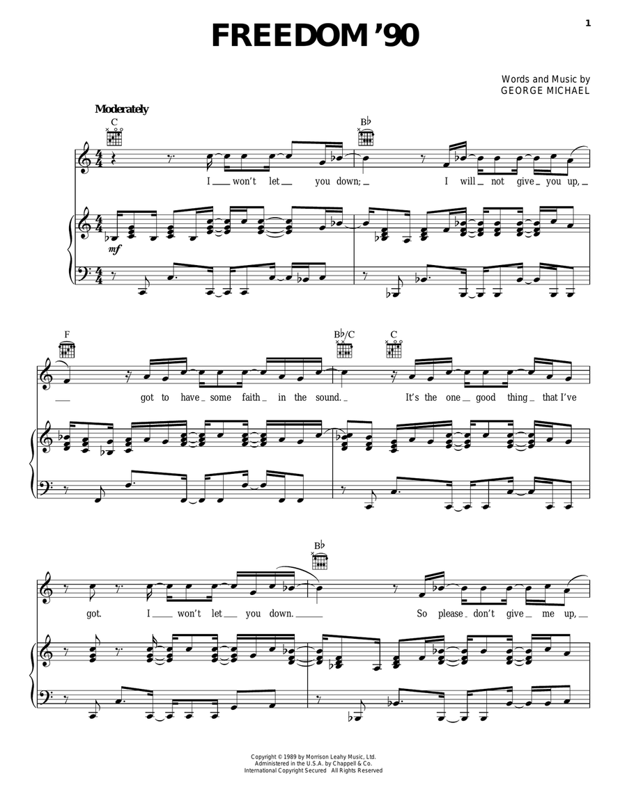 Freedom '90 Piano, Vocal, Guitar scores gallery preview page 1