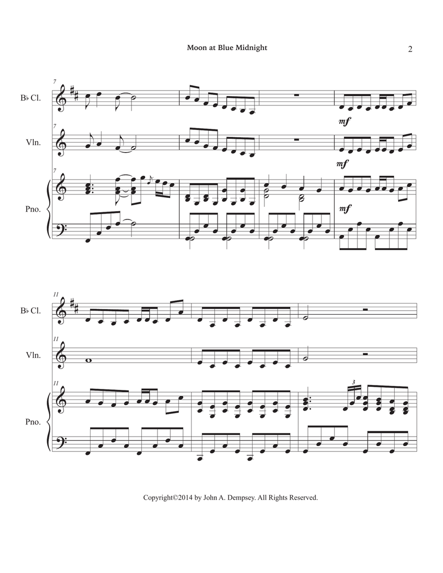 Moon at Blue Midnight (Trio for Clarinet, Violin and Piano) Small Ensemble scores gallery preview page 6