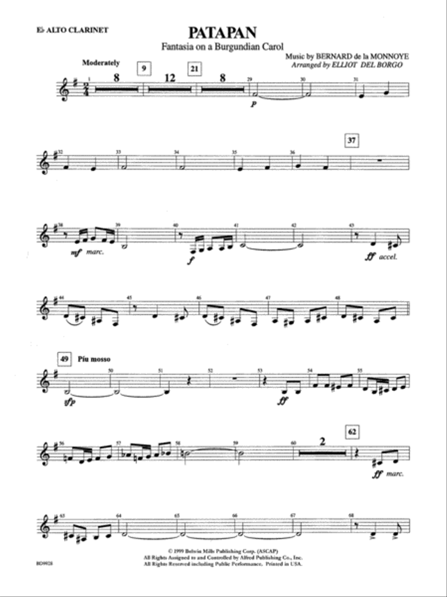 Patapan: E-flat Alto Clarinet Concert Band scores gallery preview page 1