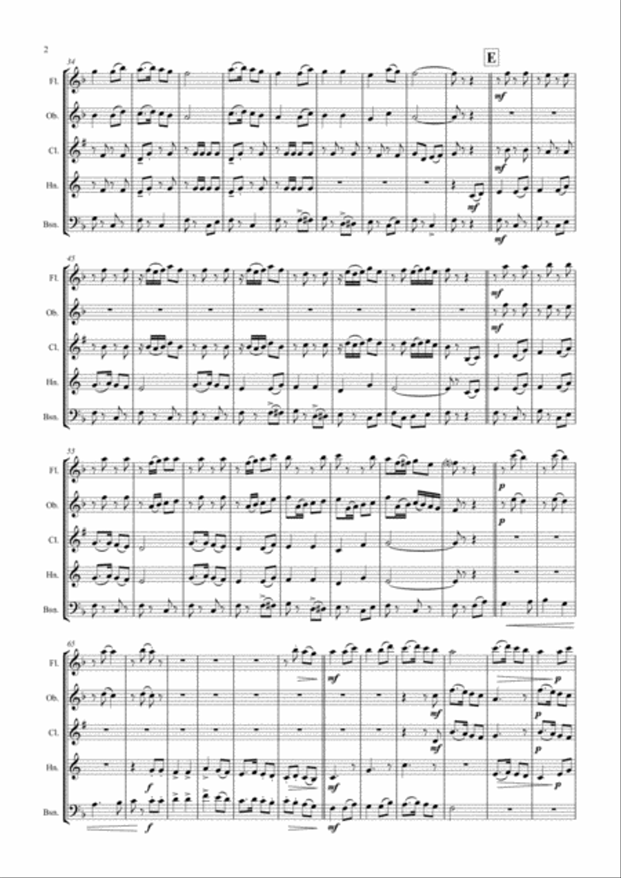 Muss i denn, muss i denn, zum Städele hinaus - Wooden Heart (Elvis Presley) - Wind Quintet Woodwind Quintet scores gallery preview page 3