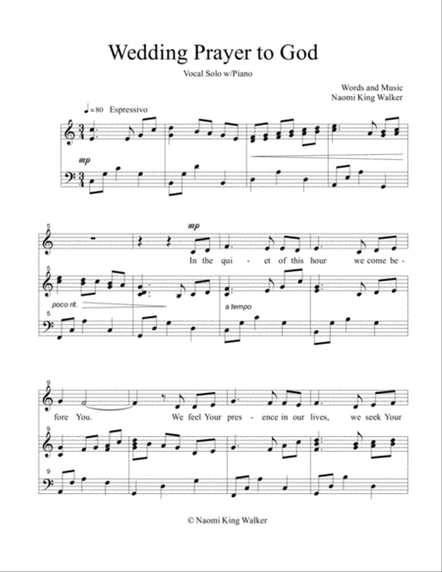 Wedding Prayer to God High Voice scores gallery preview page 1