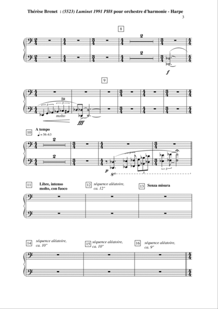 Thérèse Brenet: (5523) Luminet 1991 PH8 for concert band, percussion parts + harp and contrabass par Concert Band scores gallery preview page 3